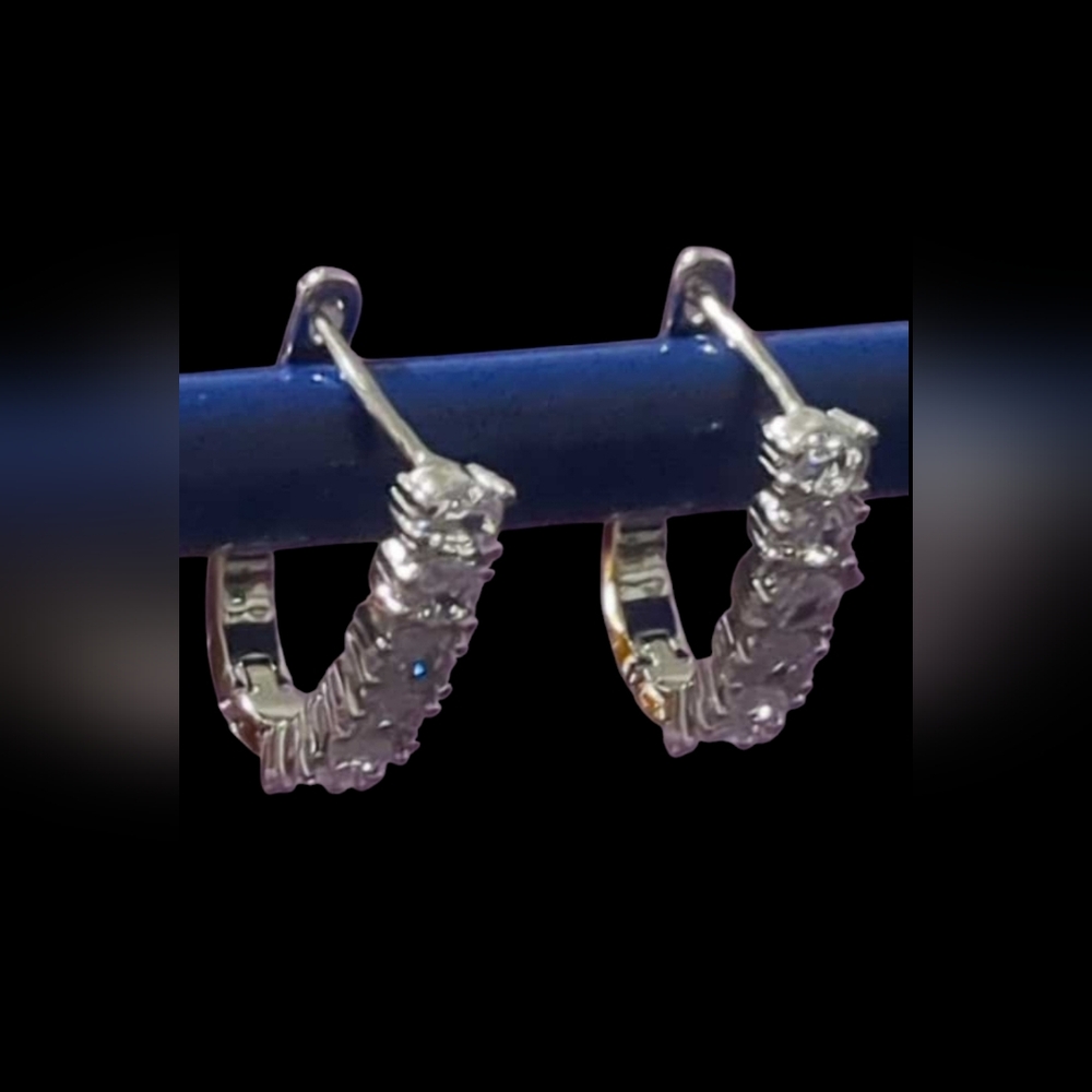 Sterling Silver Pear Shaped CZ U-hoop Earrings